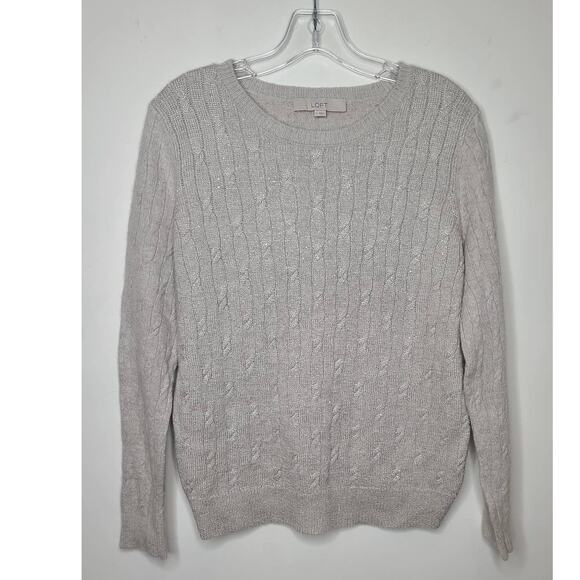 Ann Taylor Loft grey sequin wool rabbit blend sweater - large - Picture 1 of 5